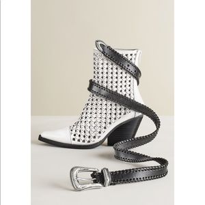 Jeffrey Campbell Woven white booties